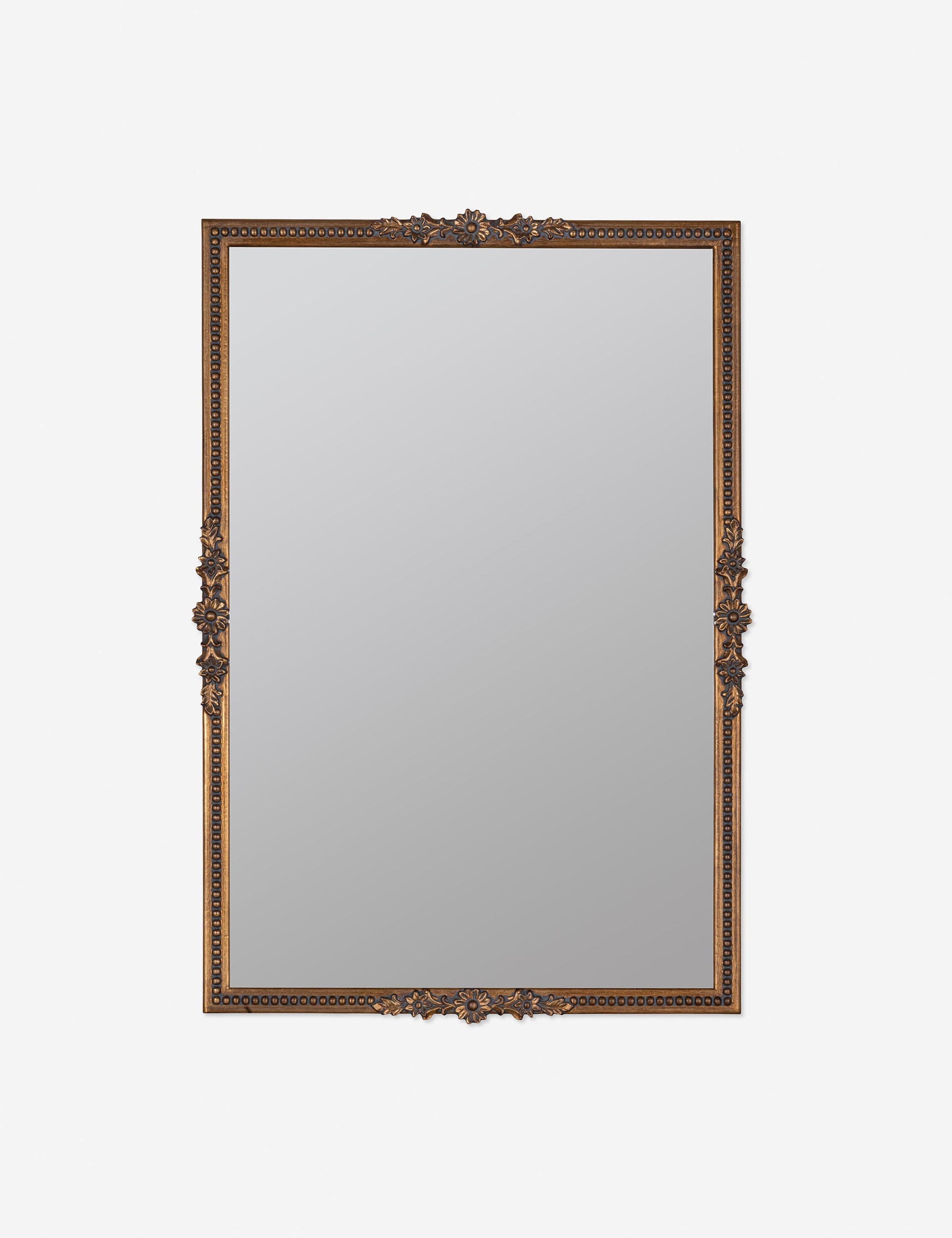 Cantara gold rectangular floral detailed framed decorative wall mirror