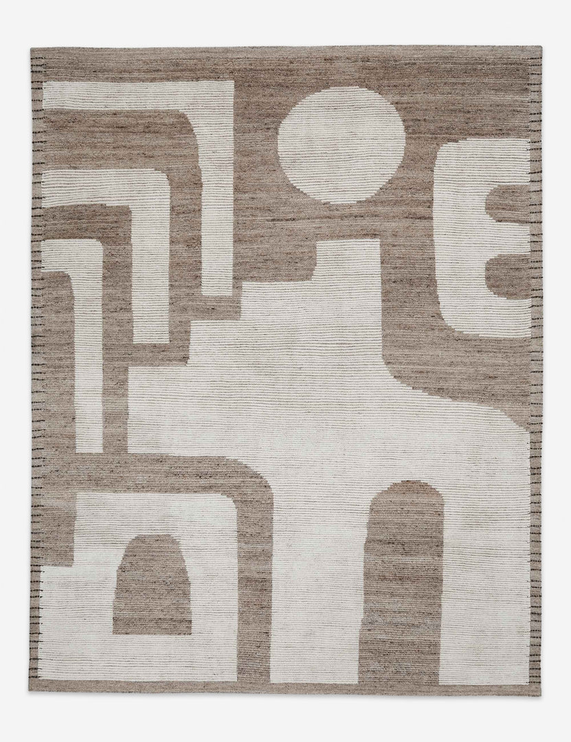 #size::2-6--x-8- #size::6--x-9- #size::8--x-10- #size::9--x-12- #size::10--x-14- #size::12--x-15- | Abode geometric two-toned kand-knotted floor rug by Élan Byrd with woven border