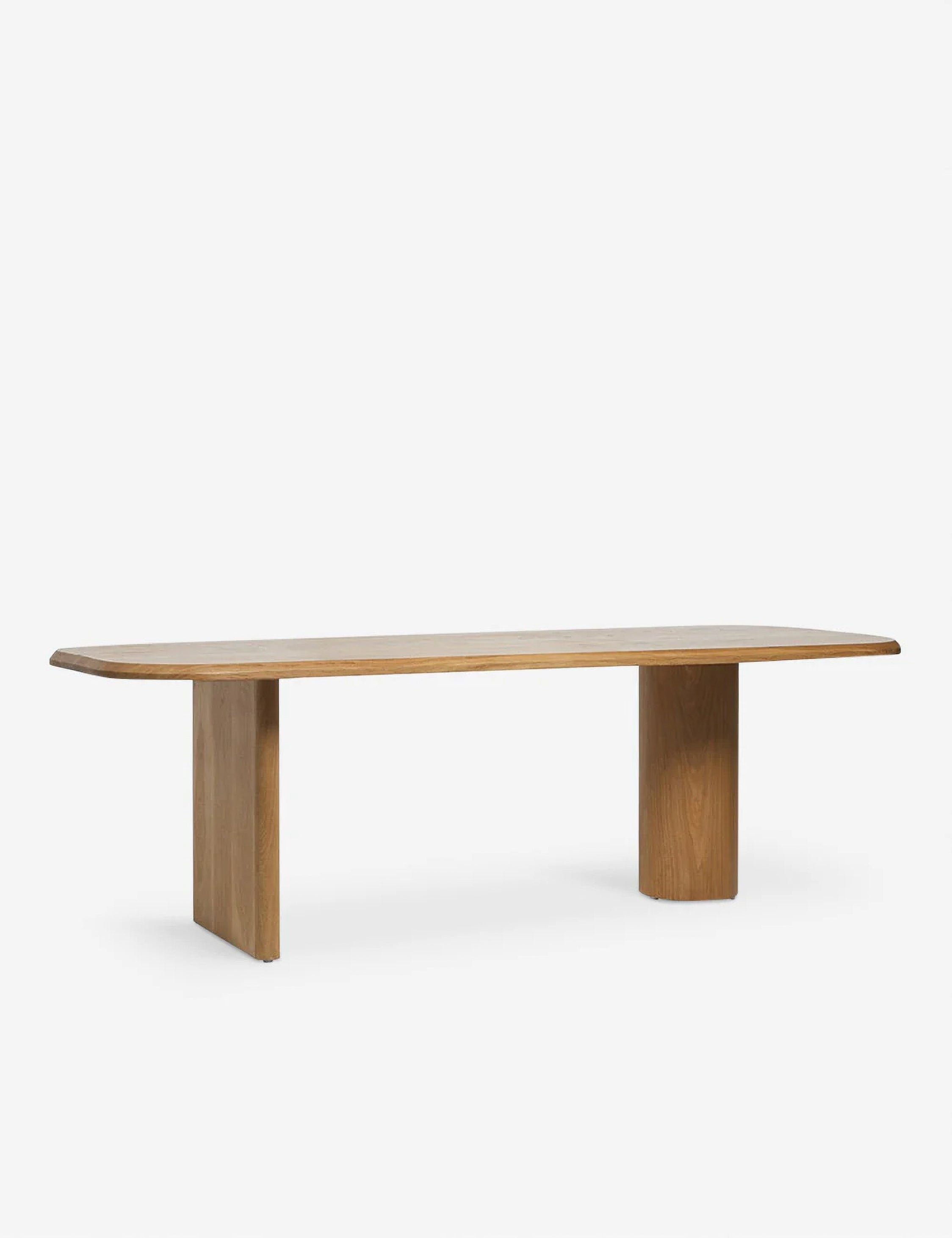 Angled view of the Archer Natural Rectangular Dining Table