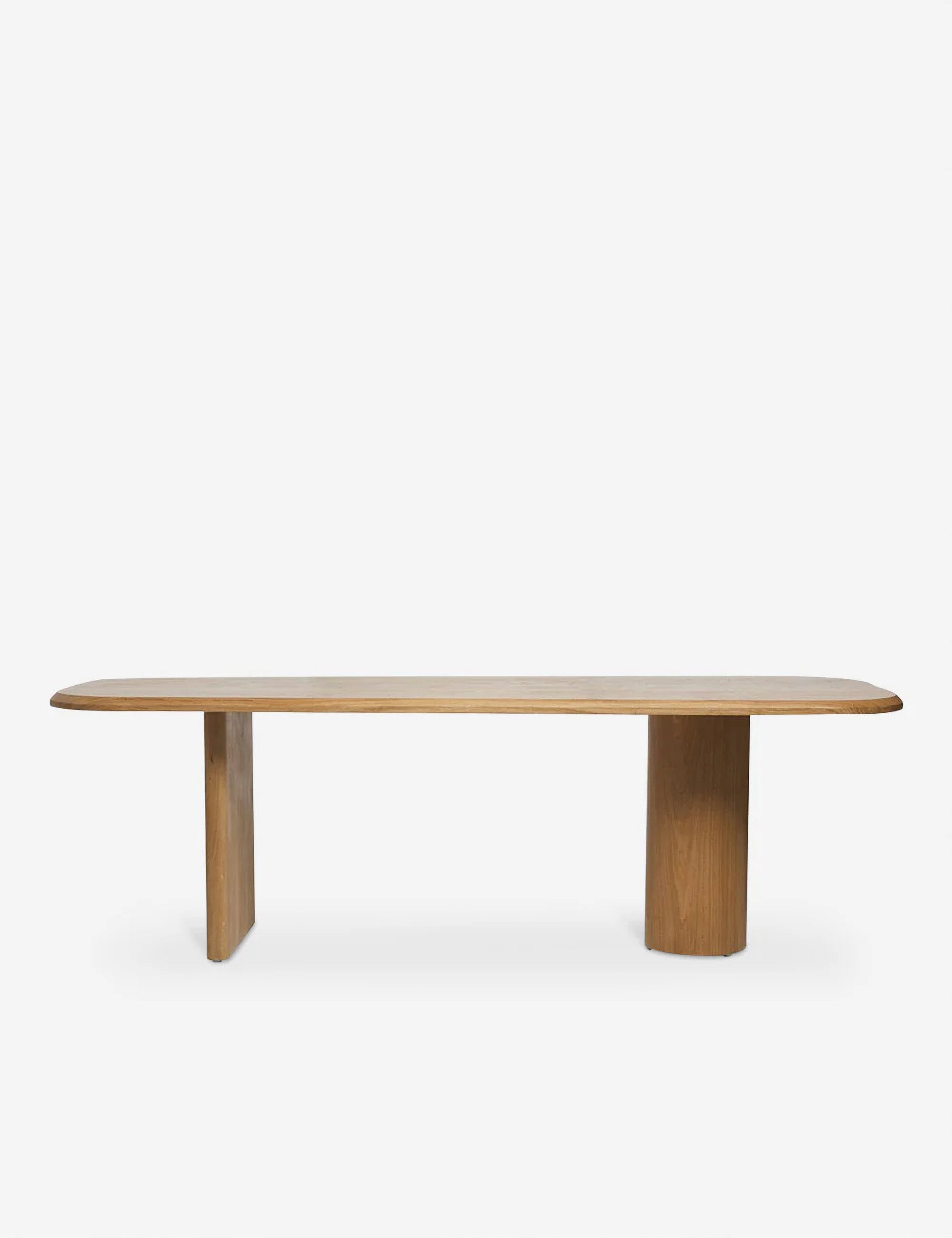 Angled view of the Archer Natural Rectangular Dining Table