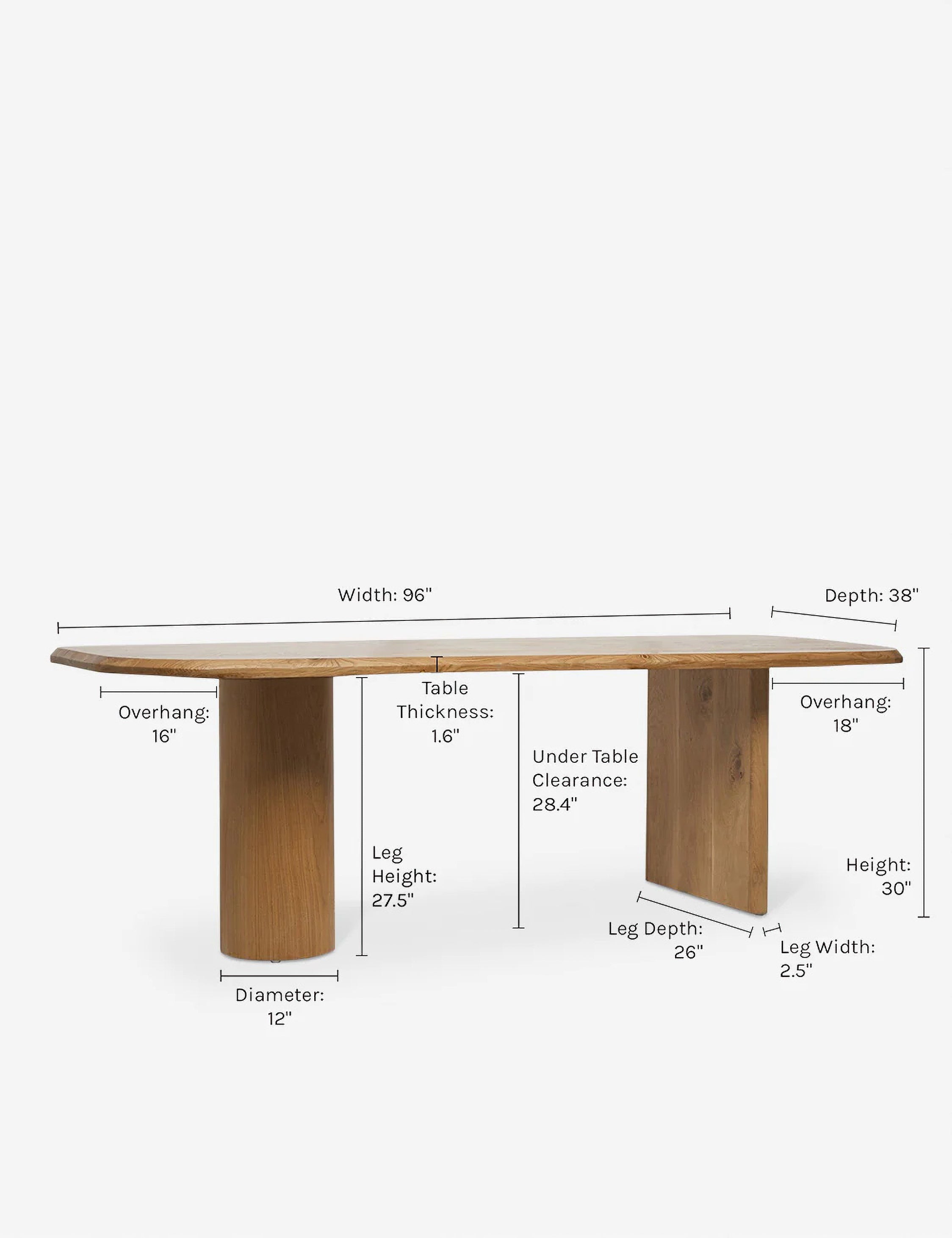 Angled view of the Archer Natural Rectangular Dining Table