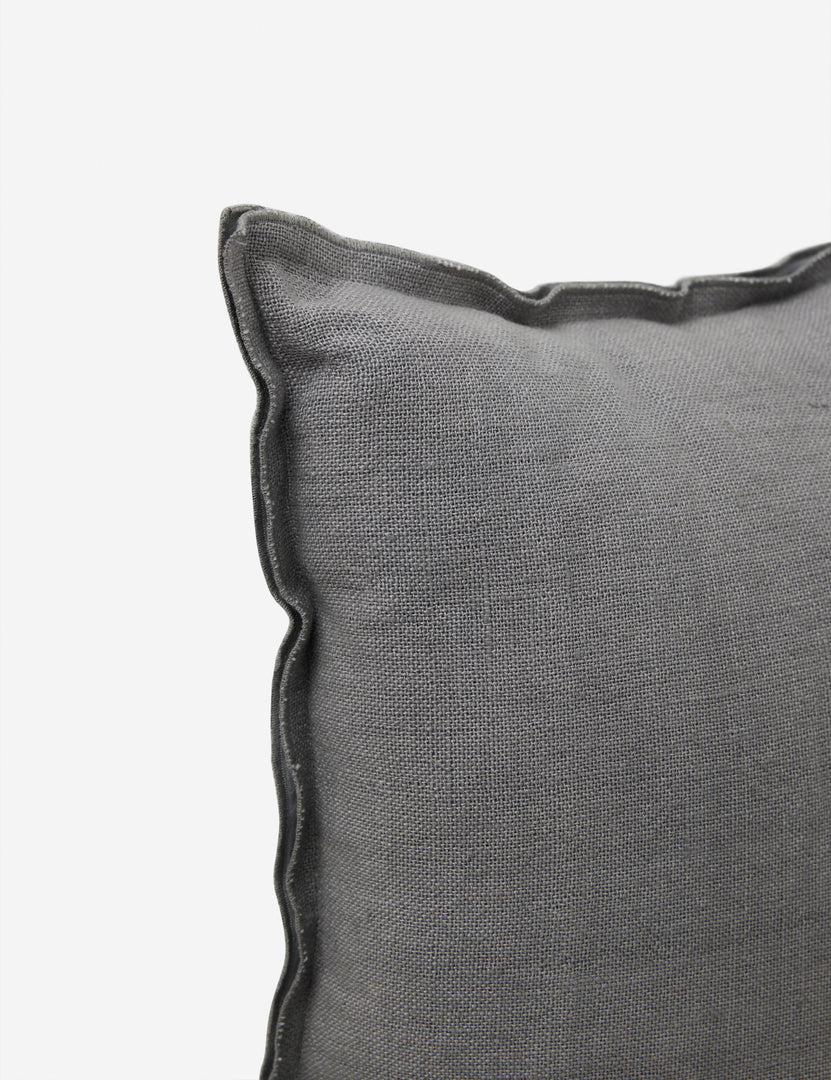 #color::dusty-blue #style::lumbar #fill type::with-feather-down-insert #fill type::pillow-cover-only | Corner of the arlo Dusty Blue lumbar pillow
