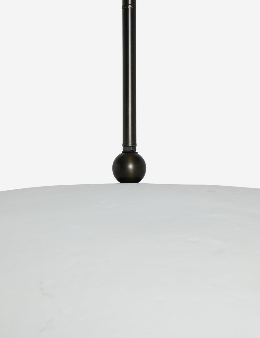 #color::white #size::36--dia | Close up view of the Brolly matte white, 3-bulb dome pendant light