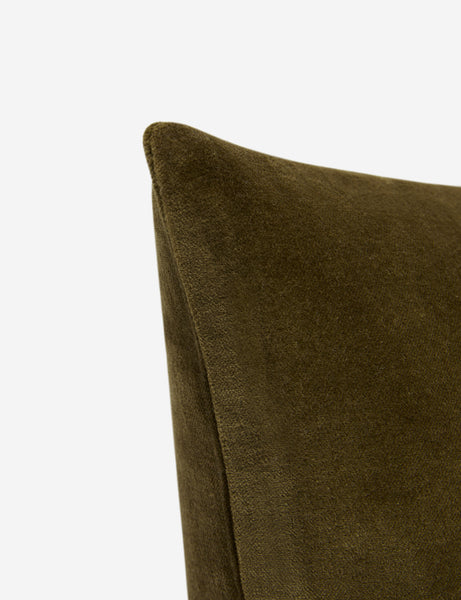#color::olive #style::lumbar  #fill type::with-feather-down-insert  #fill type::pillow-cover-only |   Corner of Charlotte Olive Green Lumbar Velvet Pillow