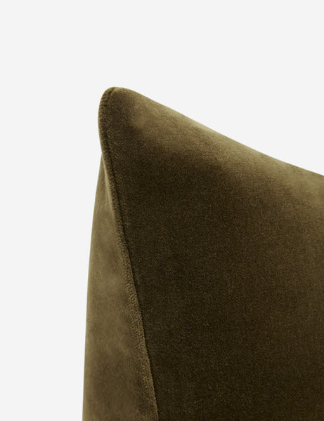 #color::olive #style::square  #fill type::with-feather-down-insert  #fill type::pillow-cover-only |   Corner of Charlotte Olive Green Square Velvet Pillow
