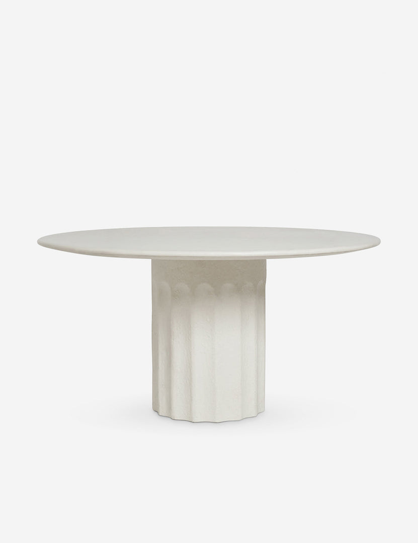 | Doric white round fiberstone dining table with a column base by Sarah Sherman Samuel
