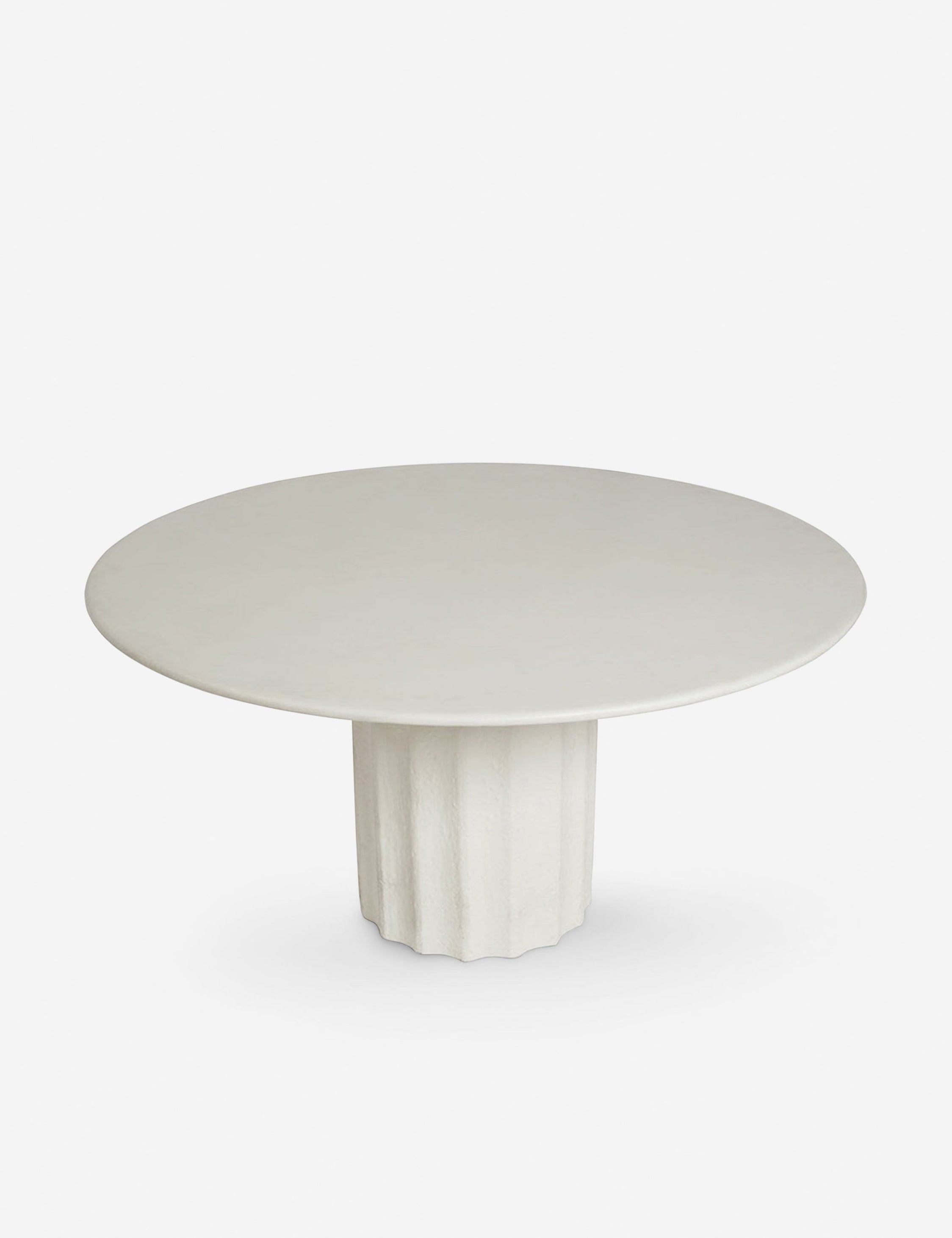 Downward view of the Doric white round dining table