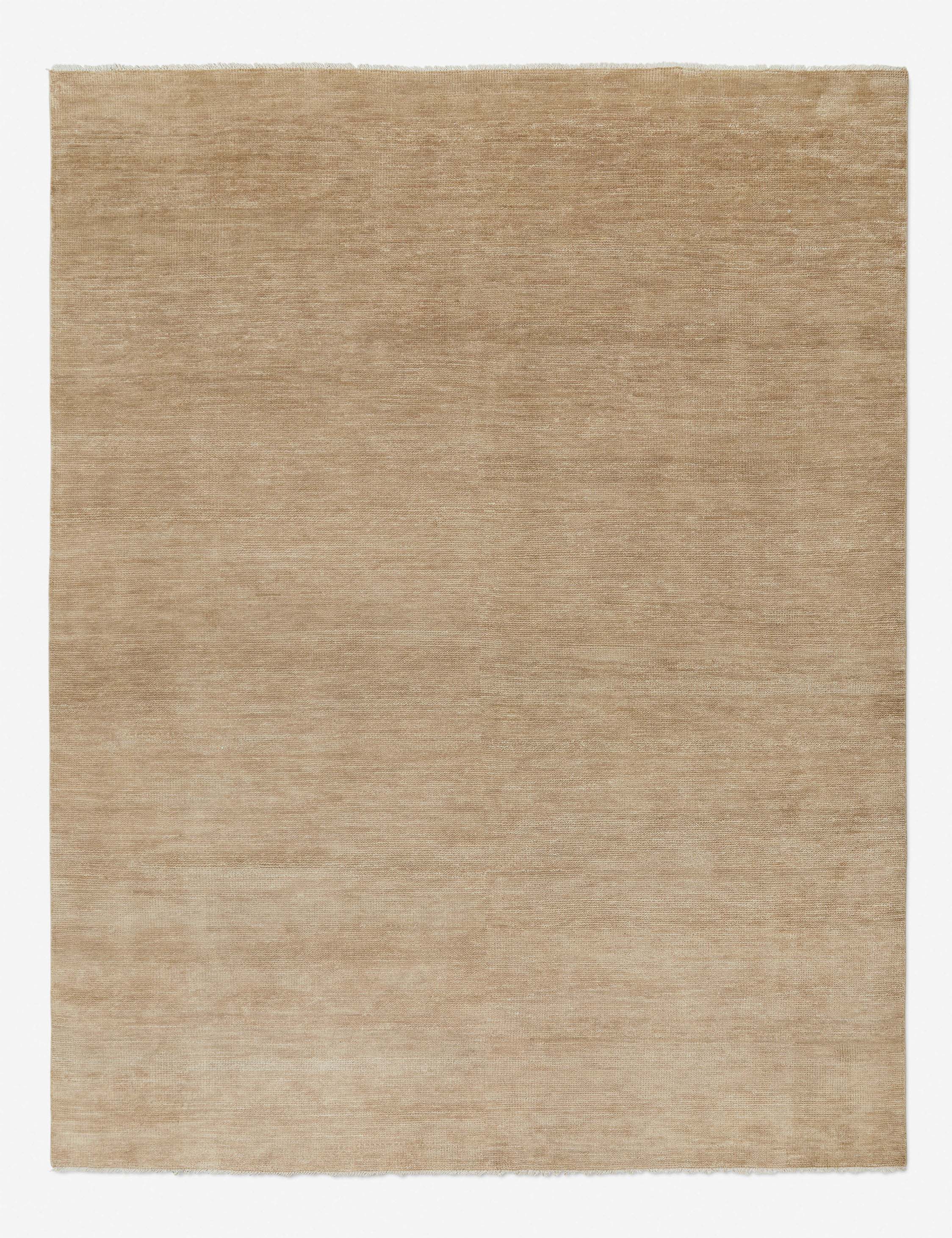 Heritage wheat 100% wool hand-knotted rug with fringe detailing
