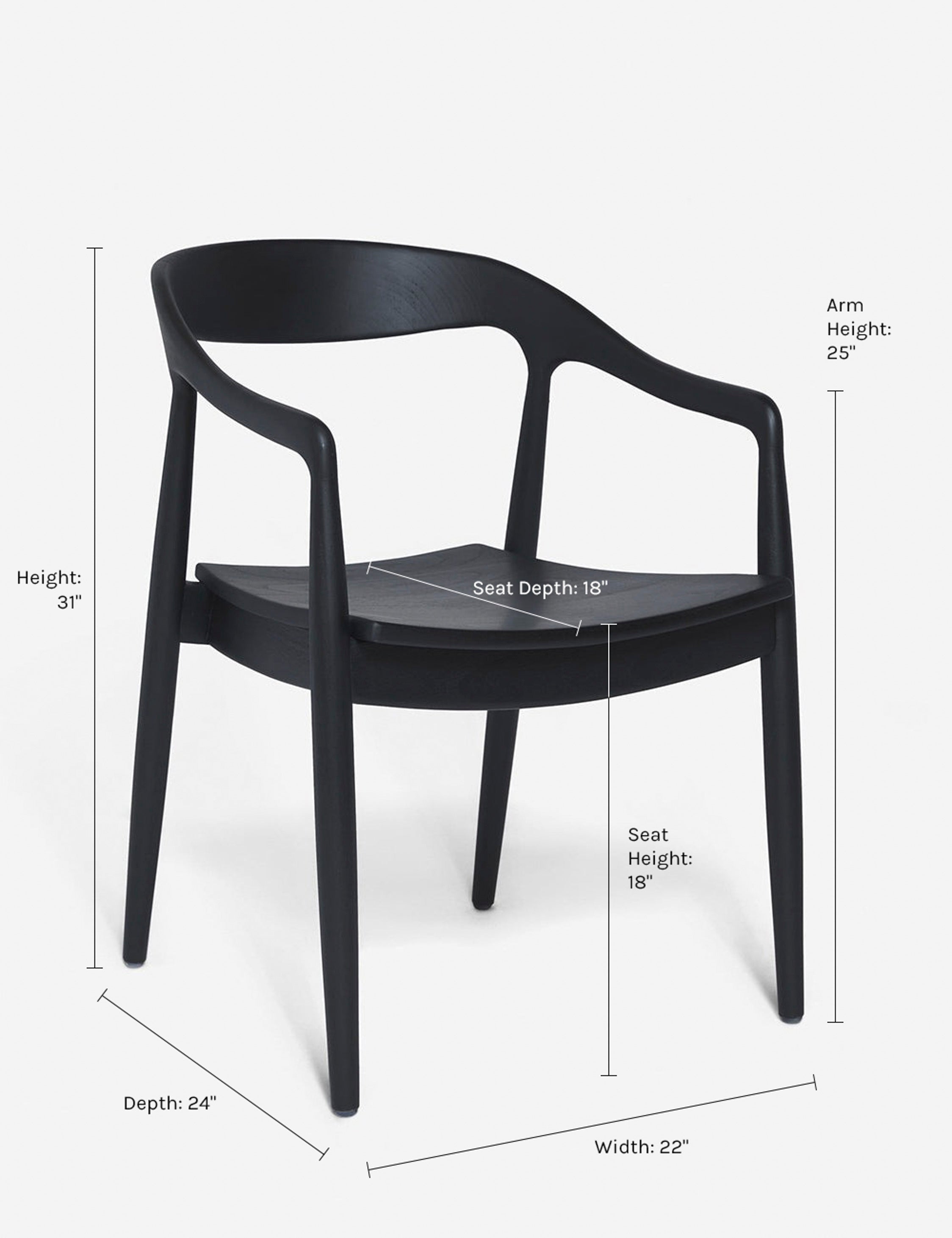 Dimensions on the Ida Dining Arm Chair
