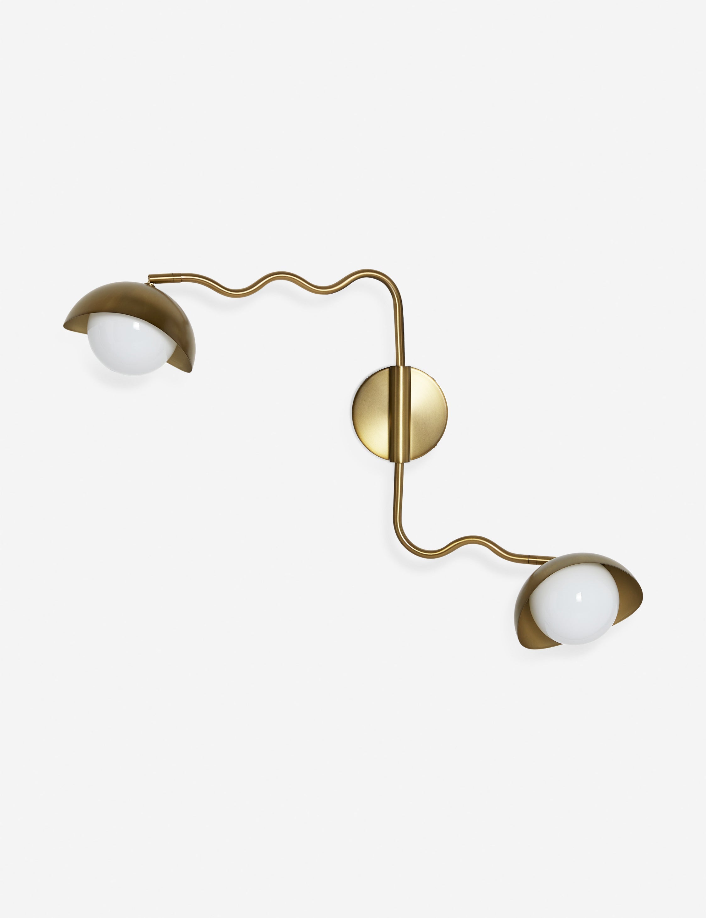 Kukka modern wavy adjustable two arm wall sconce in brass