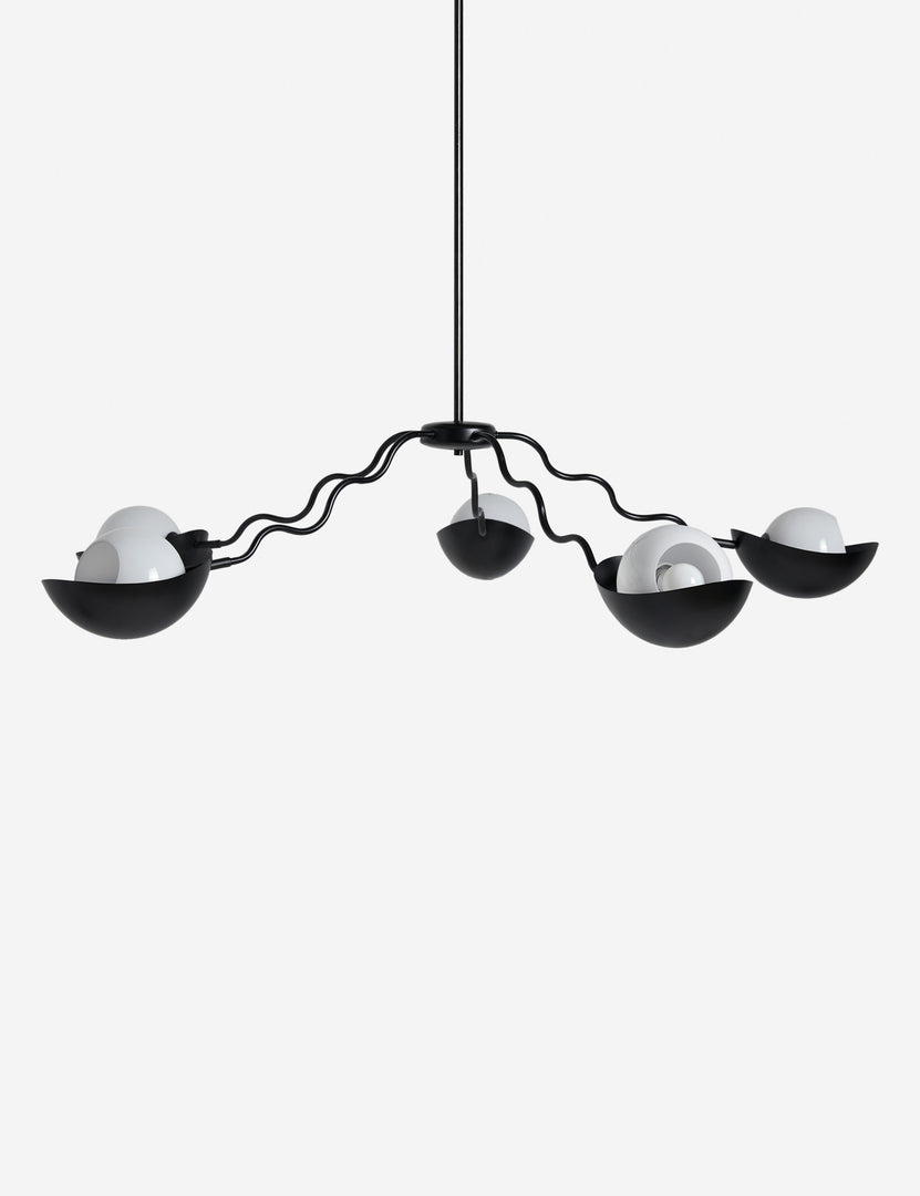 #color::bronze #size::62-dia | Side view of the Kukka large modern wavy arm chandelier in bronze