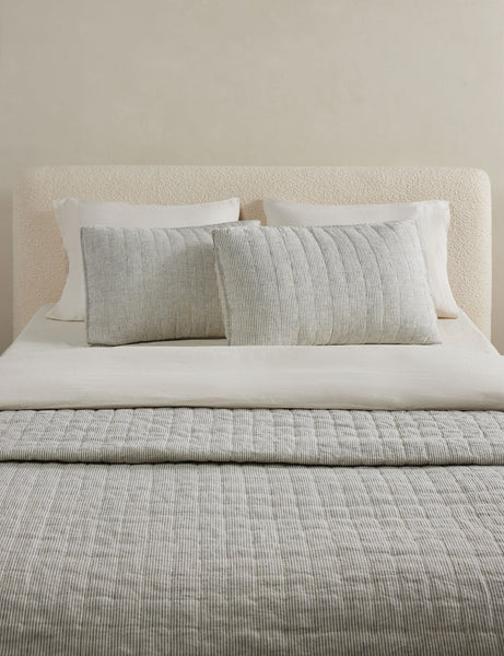 #color::black-and-ivory #size::full-queen #size::king-cal-king | Lammin striped quilted linen coverlet in black and ivory