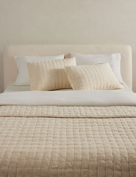 #color::goldenrod-and-ivory #size::full-queen #size::king-cal-king | Lammin striped quilted linen coverlet in goldenrod and ivory