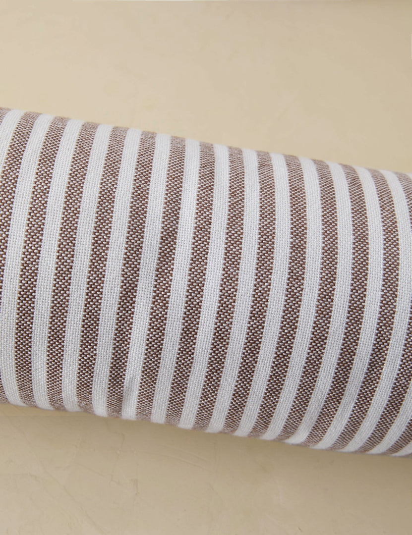#color::brown | Littu Indoor / Outdoor Striped Bolster Pillow by Sarah Sherman Samuel in Brown