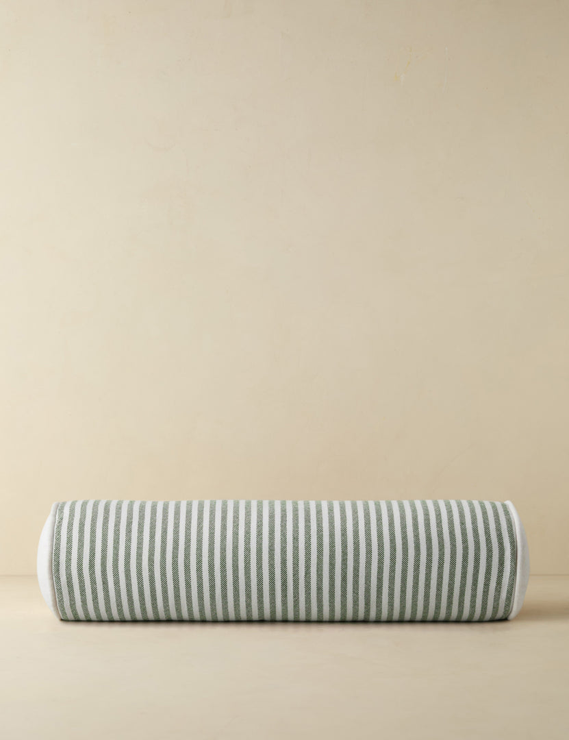 #color::moss | Littu Indoor / Outdoor Striped Bolster Pillow by Sarah Sherman Samuel in Moss