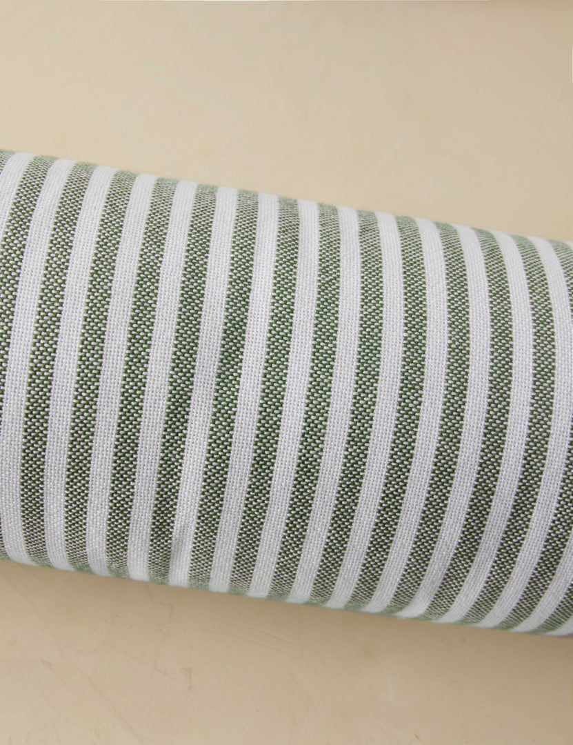 #color::moss | Littu Indoor / Outdoor Striped Bolster Pillow by Sarah Sherman Samuel in Moss