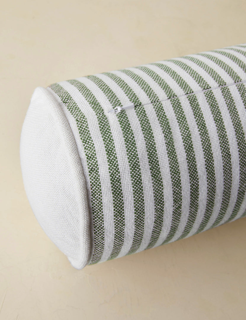 #color::moss | Littu Indoor / Outdoor Striped Bolster Pillow by Sarah Sherman Samuel in Moss