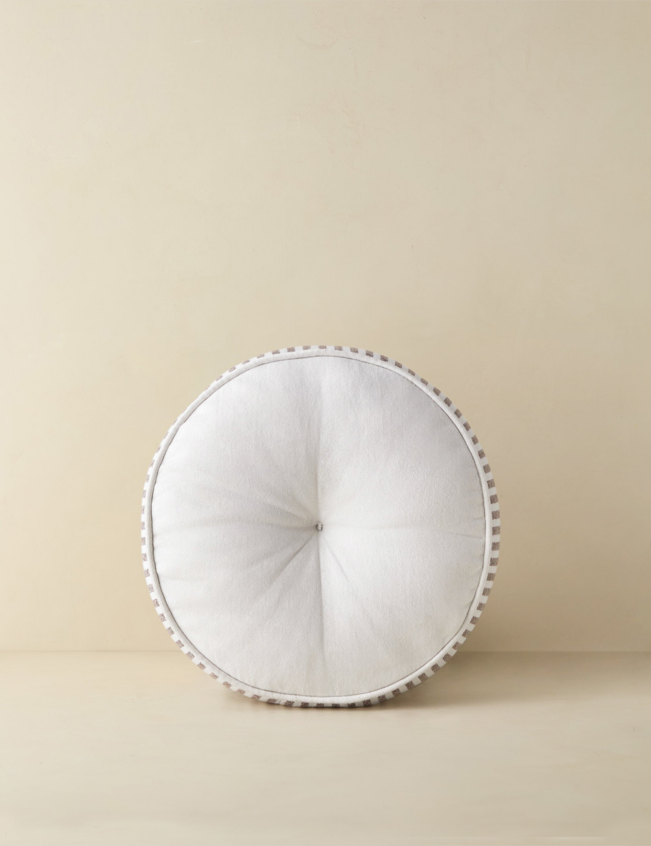 Littu Indoor / Outdoor Striped Disc Pillow by Sarah Sherman Samuel in Brown