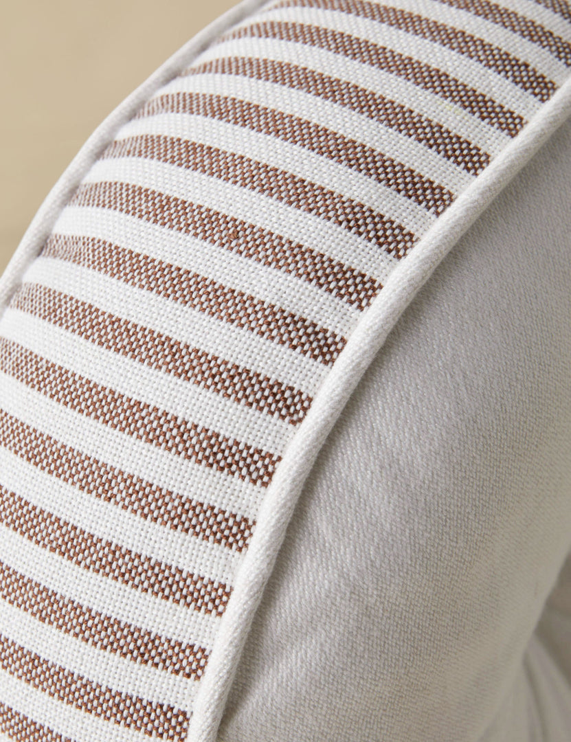 #color::brown | Close up of the Littu Indoor / Outdoor Striped Disc Pillow by Sarah Sherman Samuel in Brown