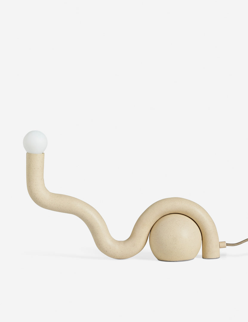 #color::sand | Noor sculptural, wavy table lamp