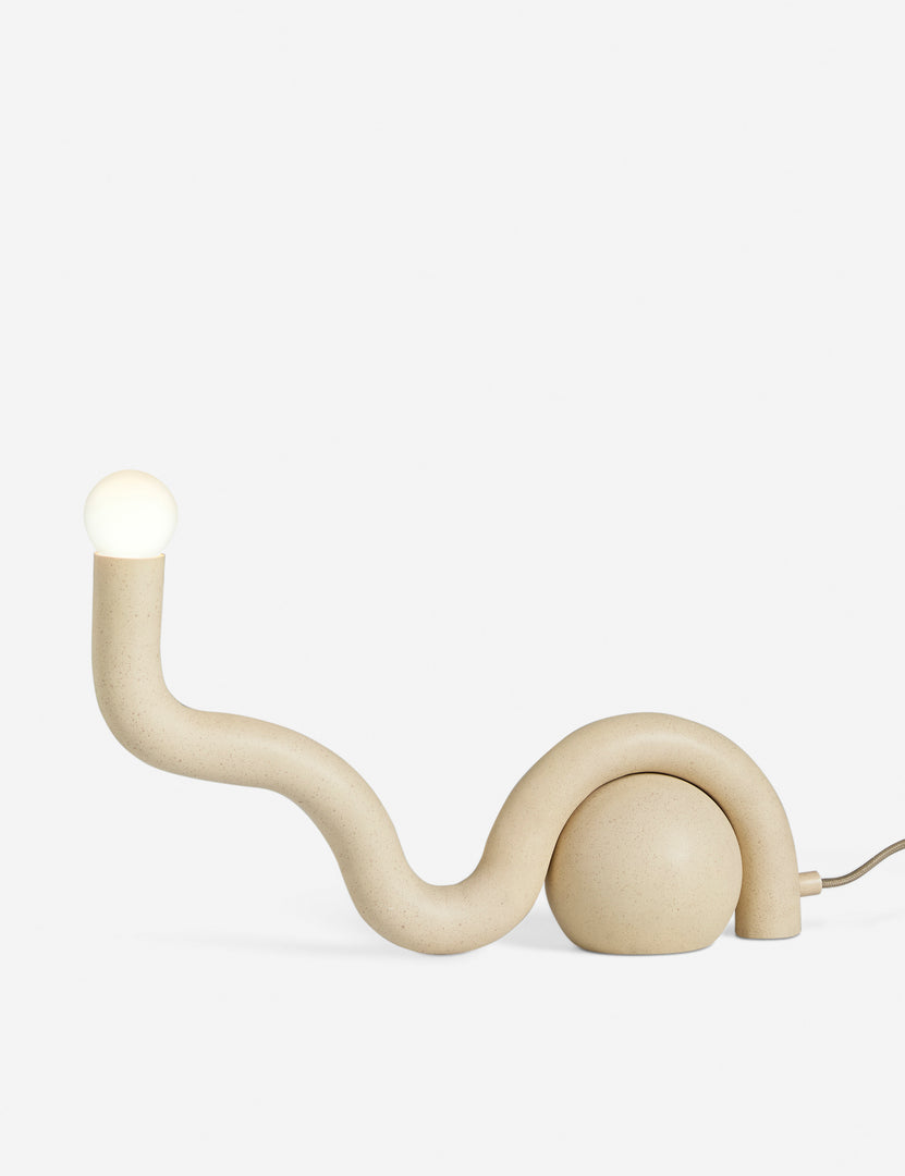 #color::sand | Noor sculptural, wavy table lamp