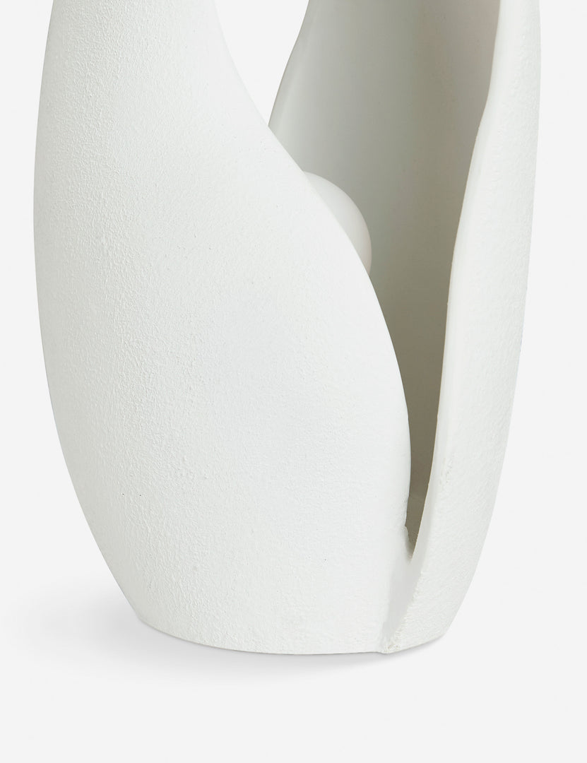 | Close up of the Soft Petal matte white floral silhouette table lamp