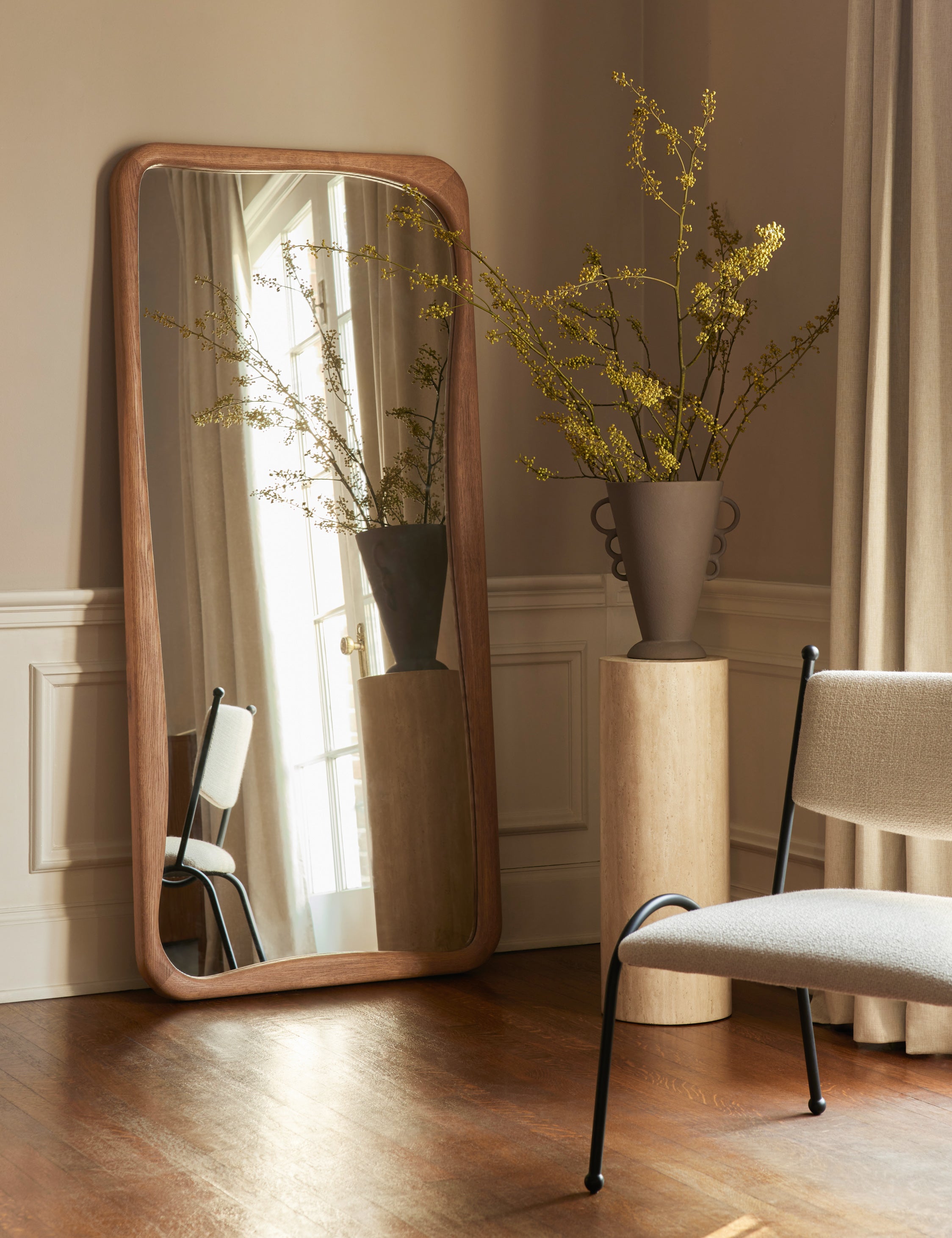 Galilea solid wavy wood frame floor mirror mirror by Aimee Song