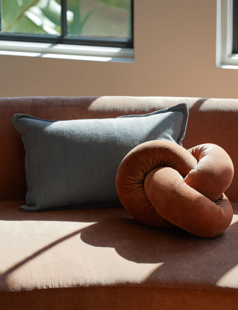 #color::dusty-blue #style::lumbar #fill type::with-feather-down-insert #fill type::pillow-cover-only | Arlo Dusty Blue flax linen solid lumbar pillow