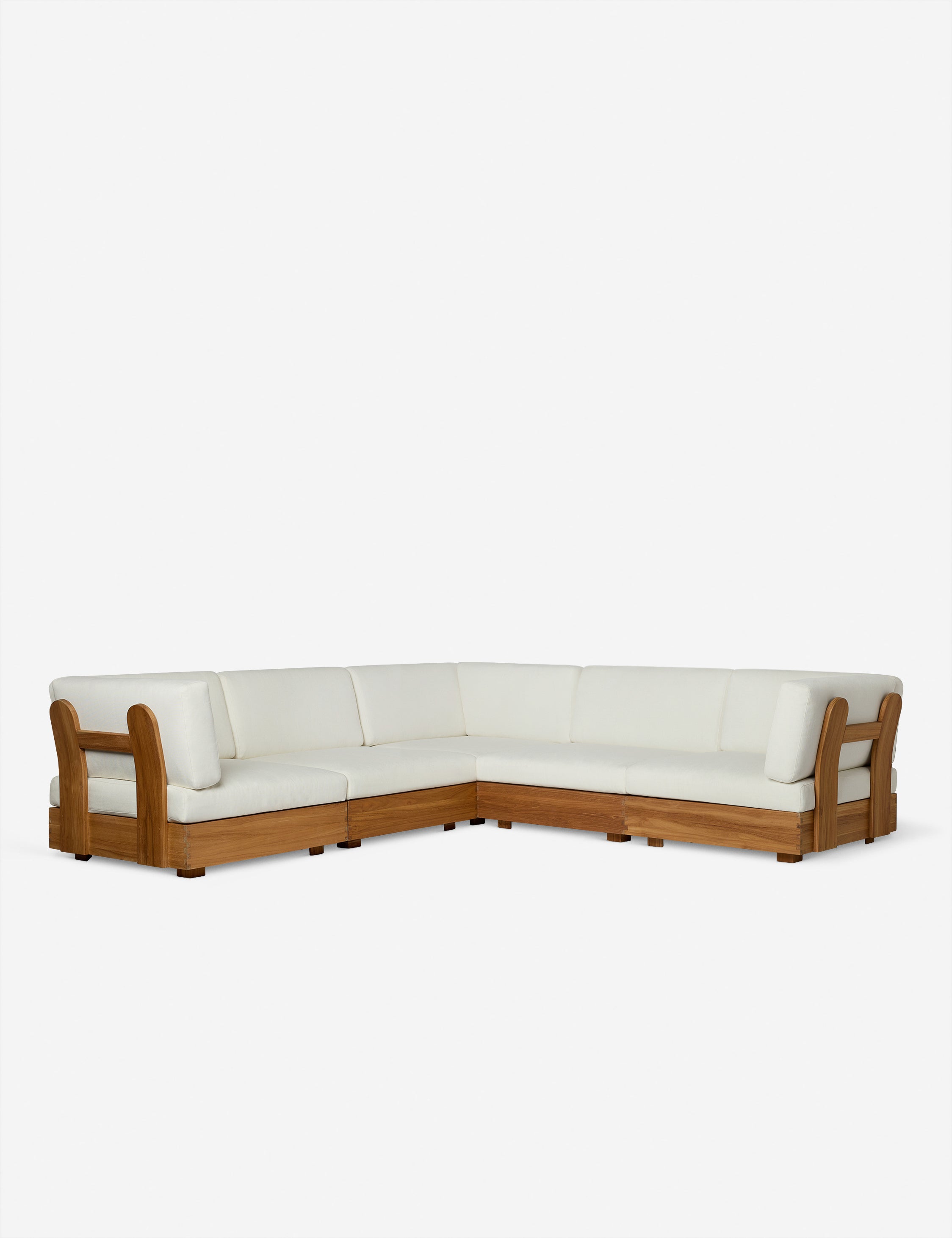 Abbot modular modern teak frame outdoor corner sectional by Sarah Sherman Samuel