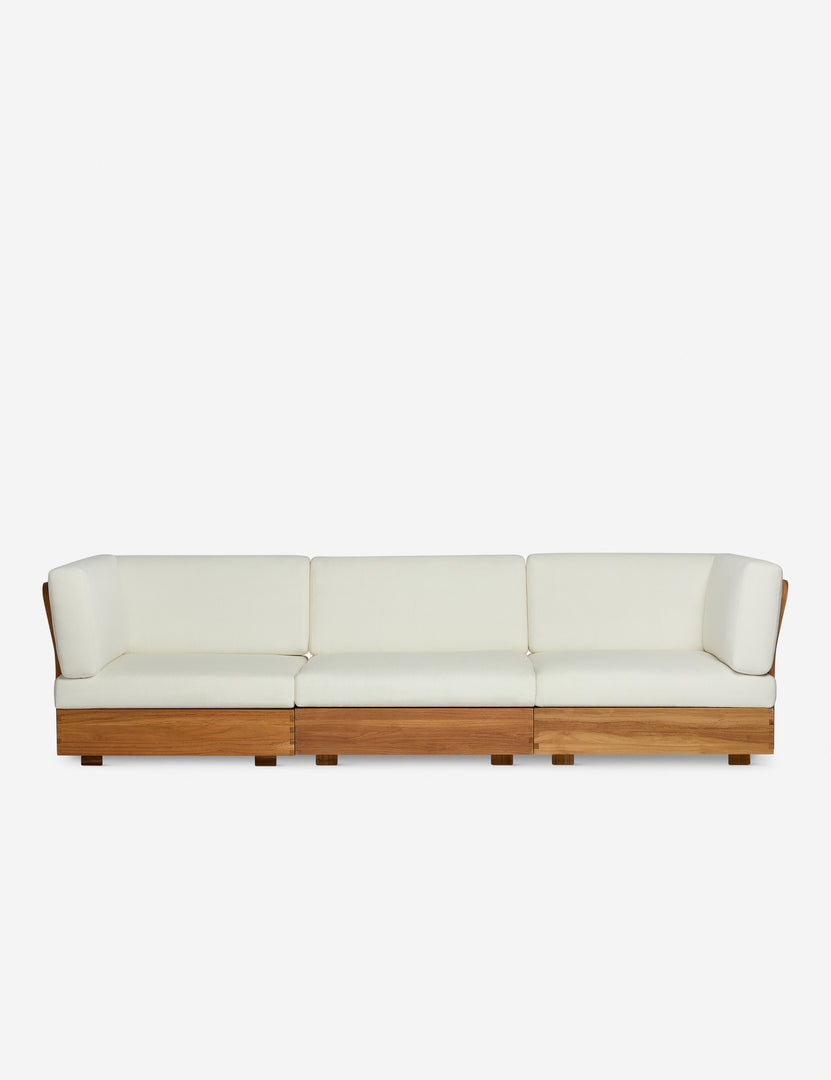 #color::natural-teak | Abbot modular modern teak frame outdoor sofa by Sarah Sherman Samuel