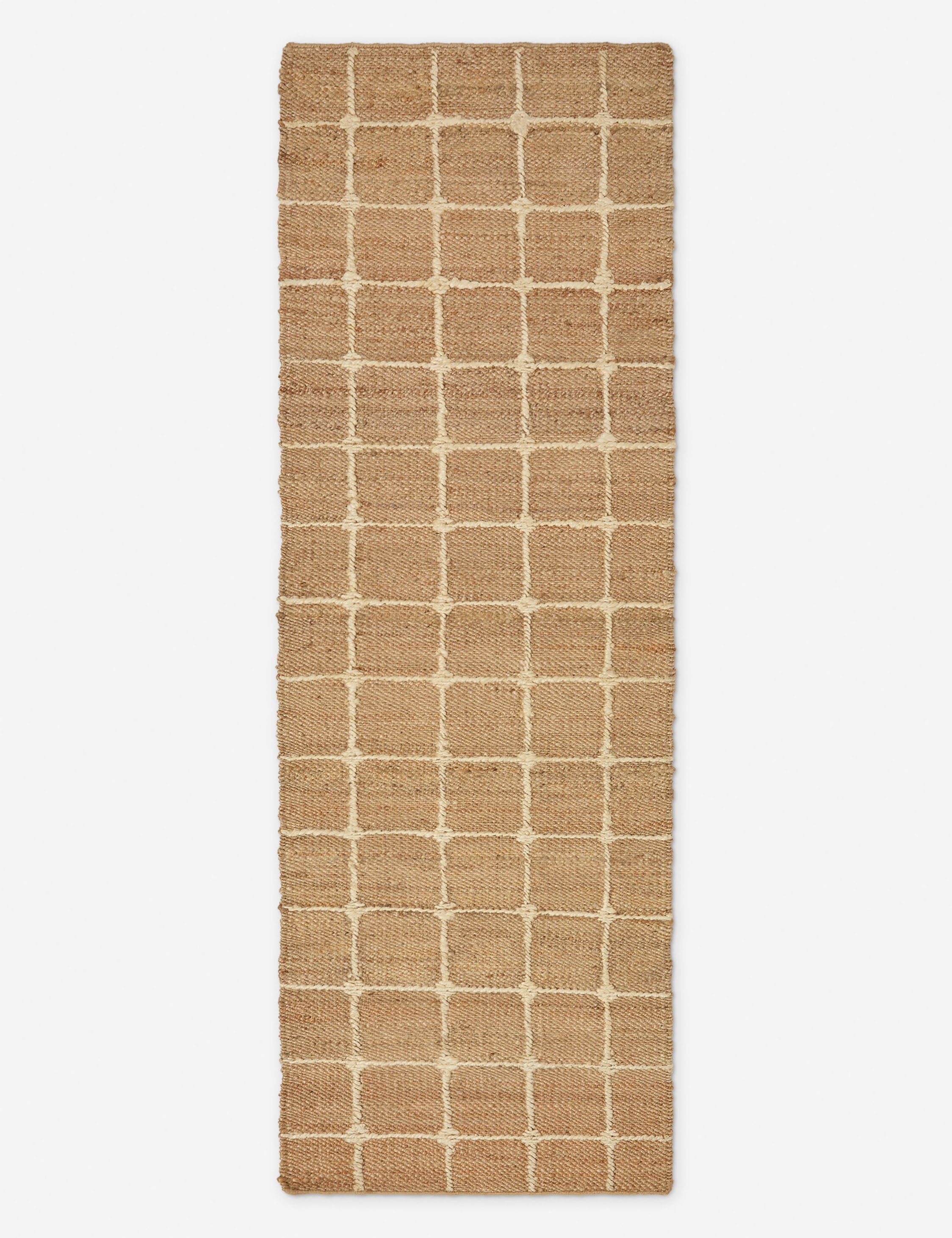 The Beddow Flatweave Jute Grid Rug by Jake Arnold in the runner size.