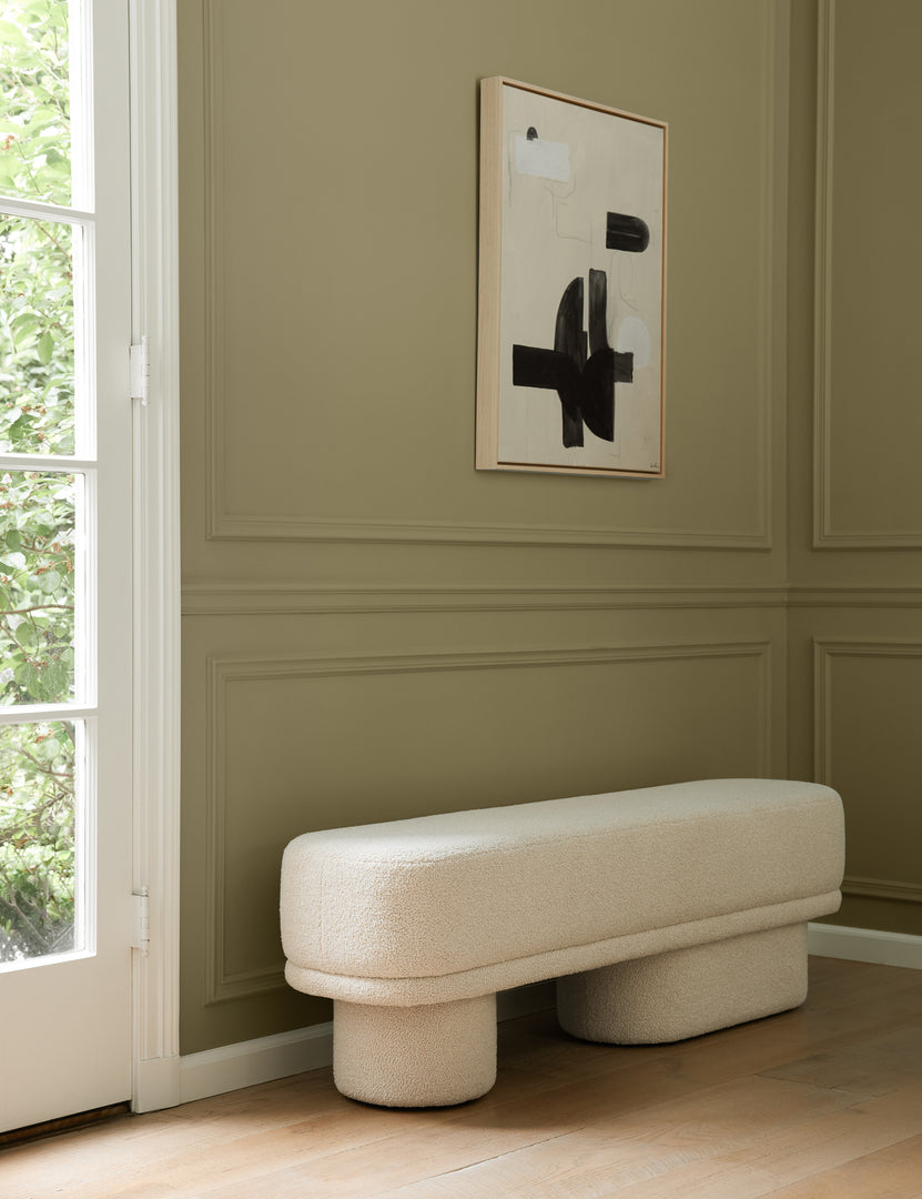 #showall::42992257499235 | Brooks boucle upholstered bench in an entryway