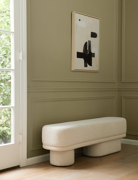 #showall::42992257499235 | Brooks boucle upholstered bench in an entryway
