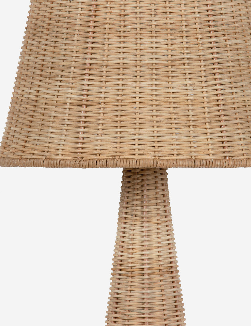 #color::natural | Close up of the Southcott tapered woven rattan table lamp