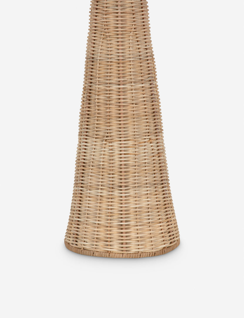 #color::natural | Close up of the base of the Southcott tapered woven rattan table lamp