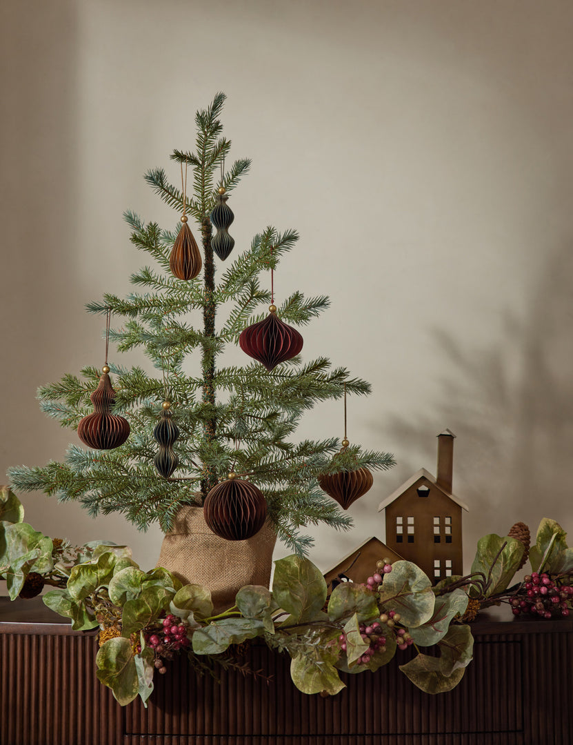 #size::medium | Faux spruce tree with burlap sack