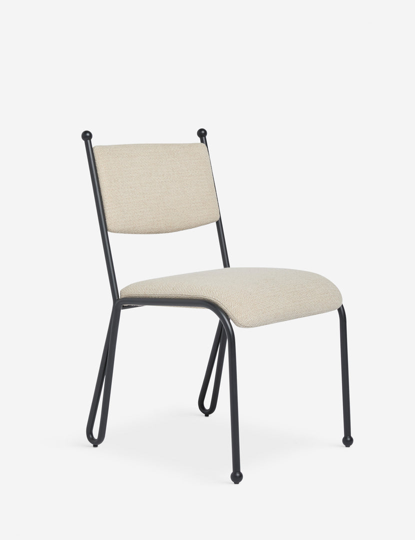 #color::taupe-basketweave | Angled view of the Fidia curved metal silhouette dining chair by Aimee Song