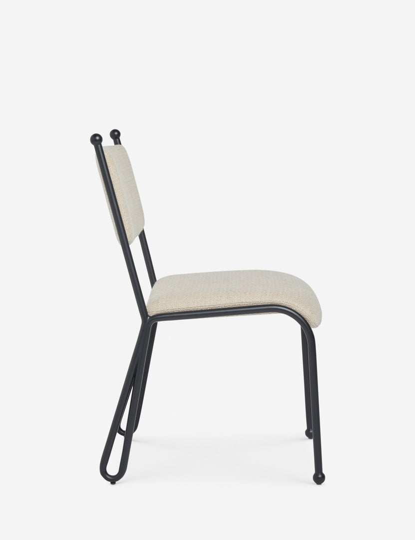 #color::taupe-basketweave | Side profile view of the Fidia curved metal silhouette dining chair by Aimee Song