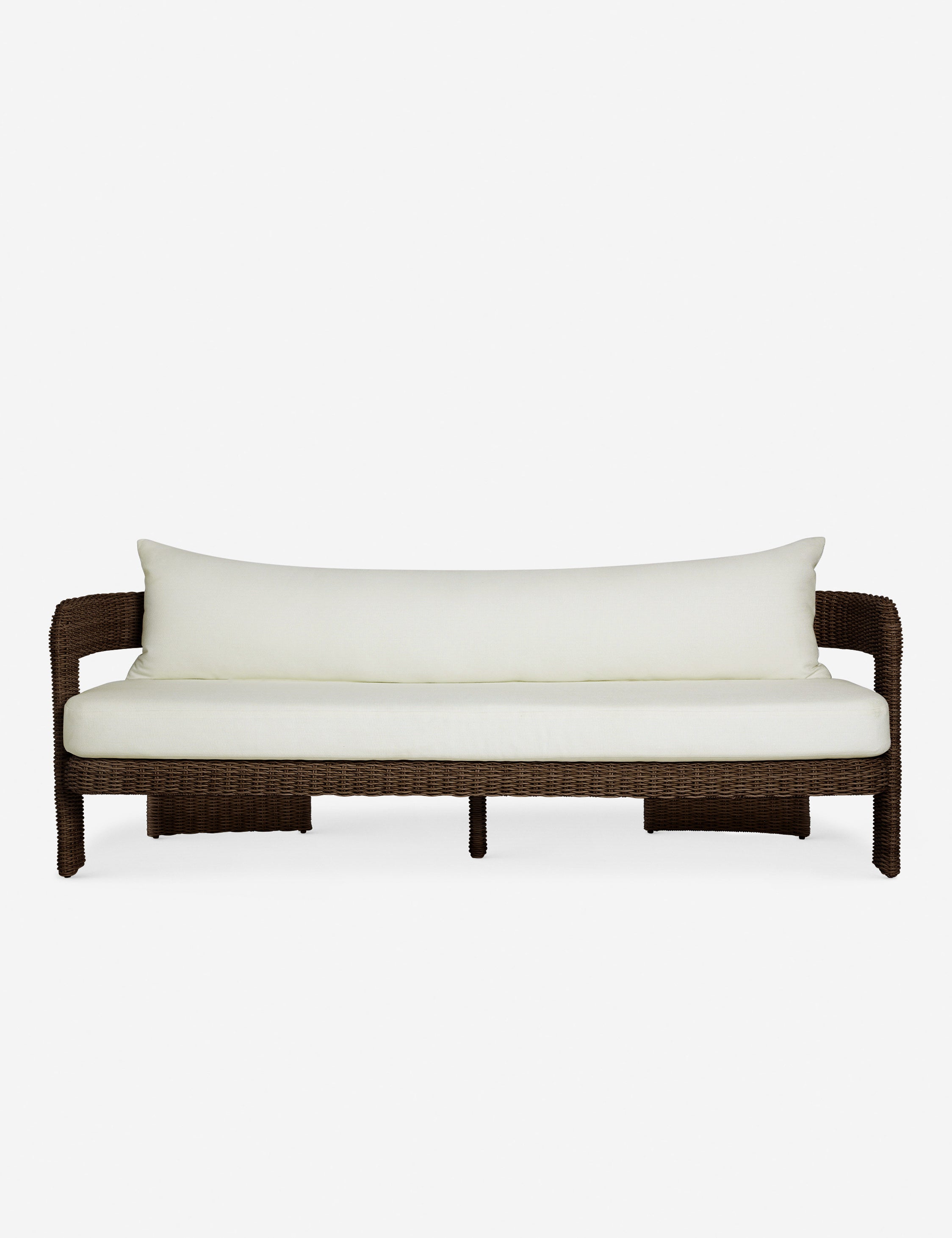 Hadler modern sculptural open frame wicker outdoor sofa