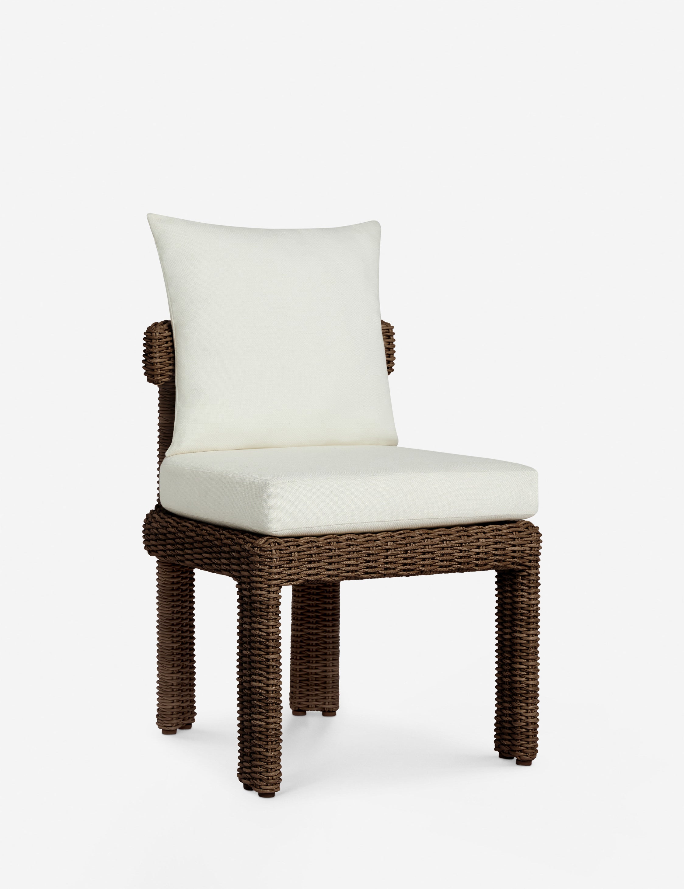 Hadler modern sculptural wicker outdoor dining chair