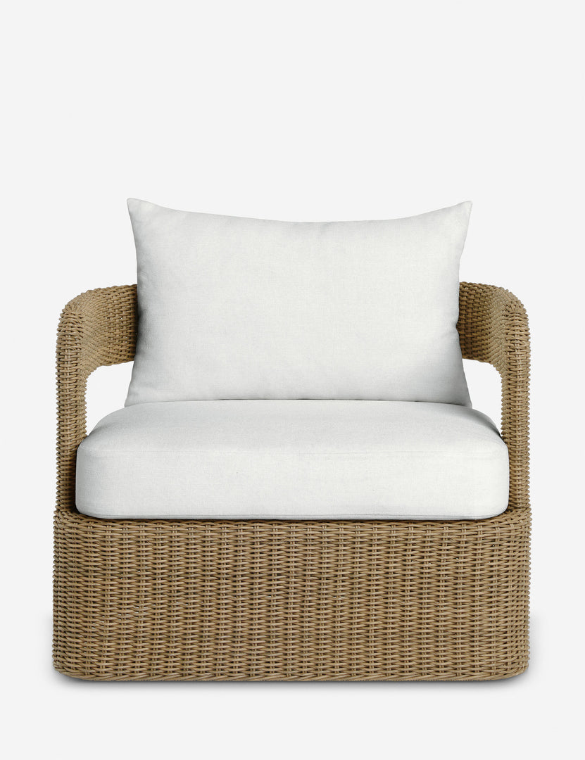 #color::natural | Hadler modern sculptural wicker outdoor swivel accent chair