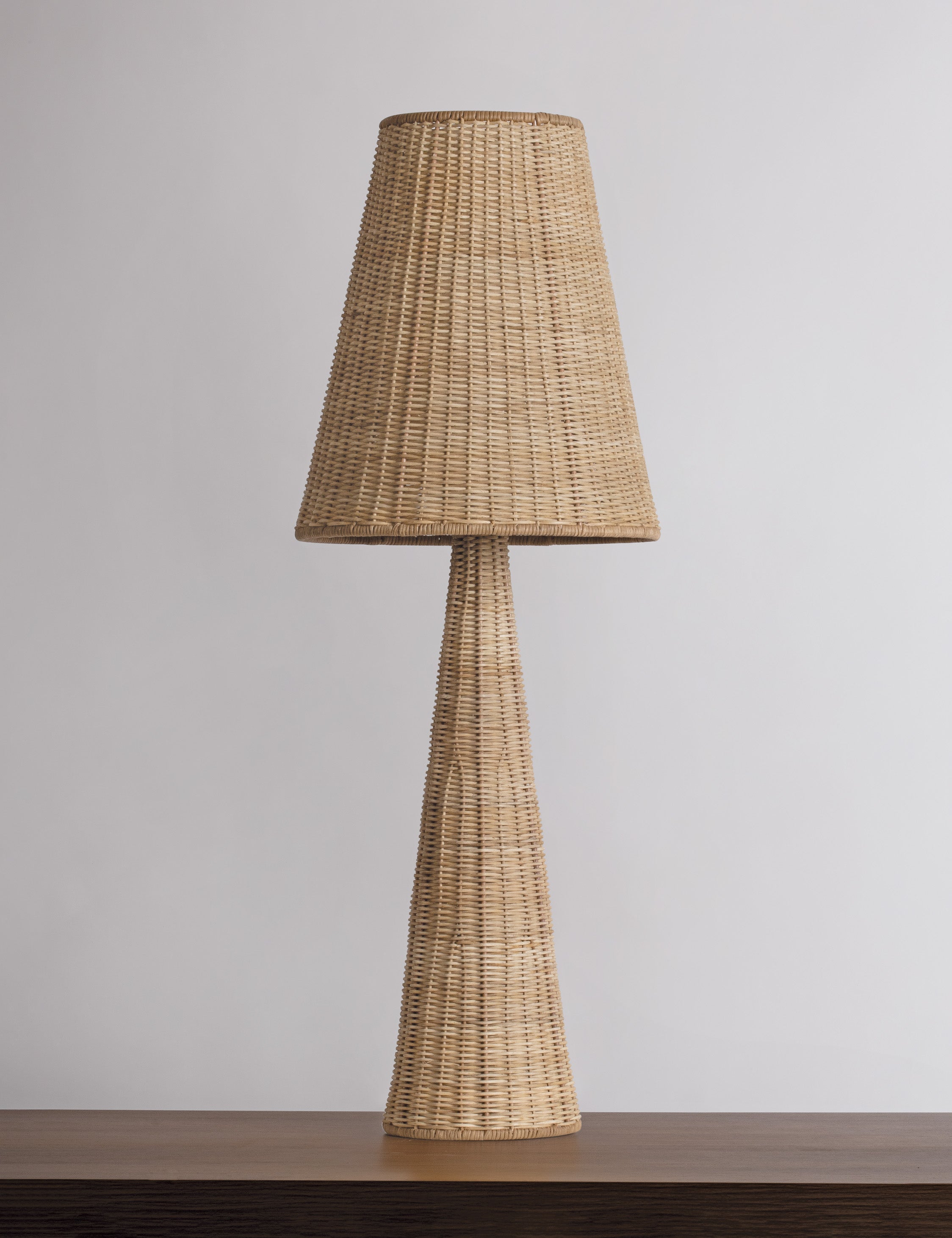 Southcott tapered woven rattan table lamp