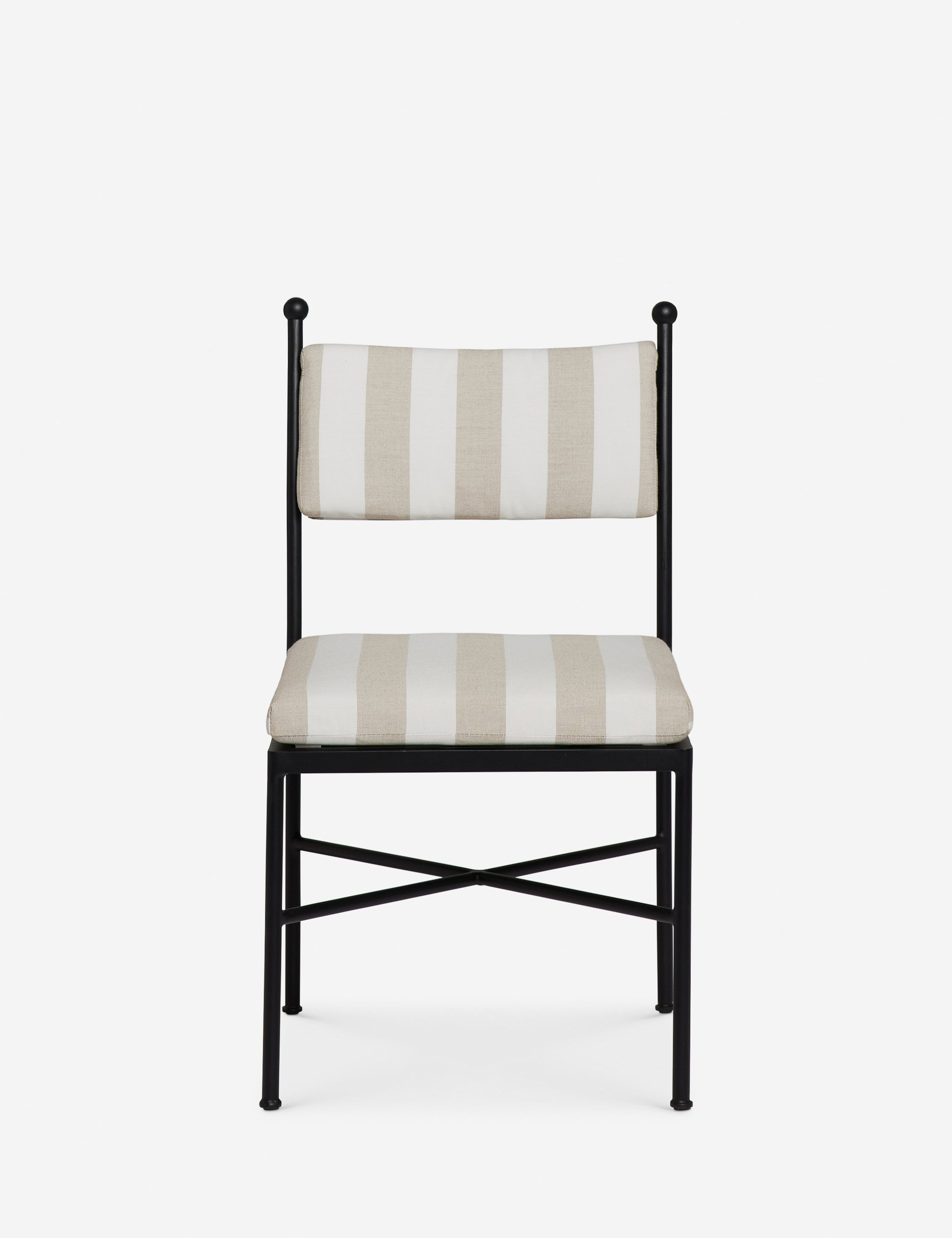 Leni black metal frame striped cushion outdoor dining chair