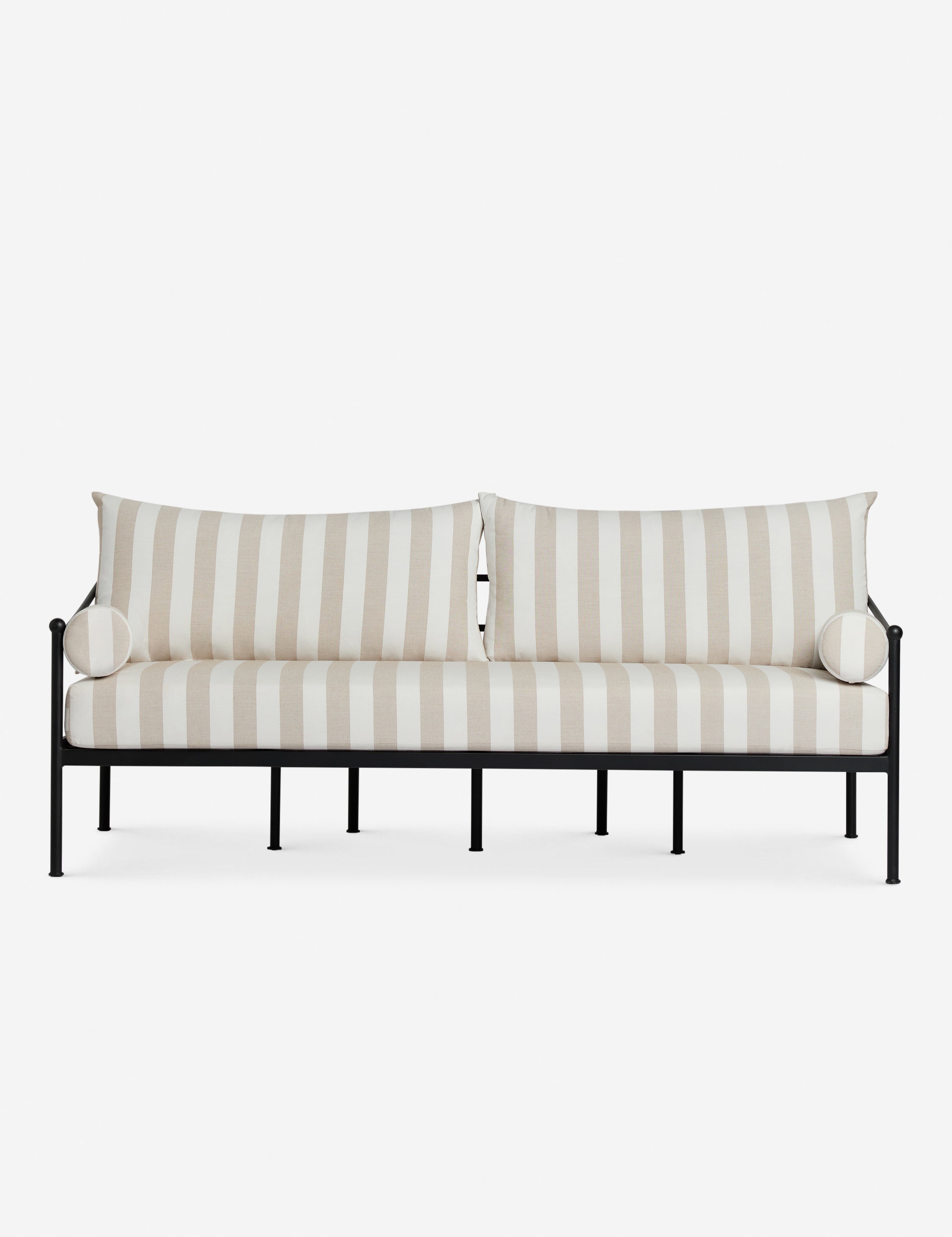 Leni black metal frame striped cushion outdoor sofa