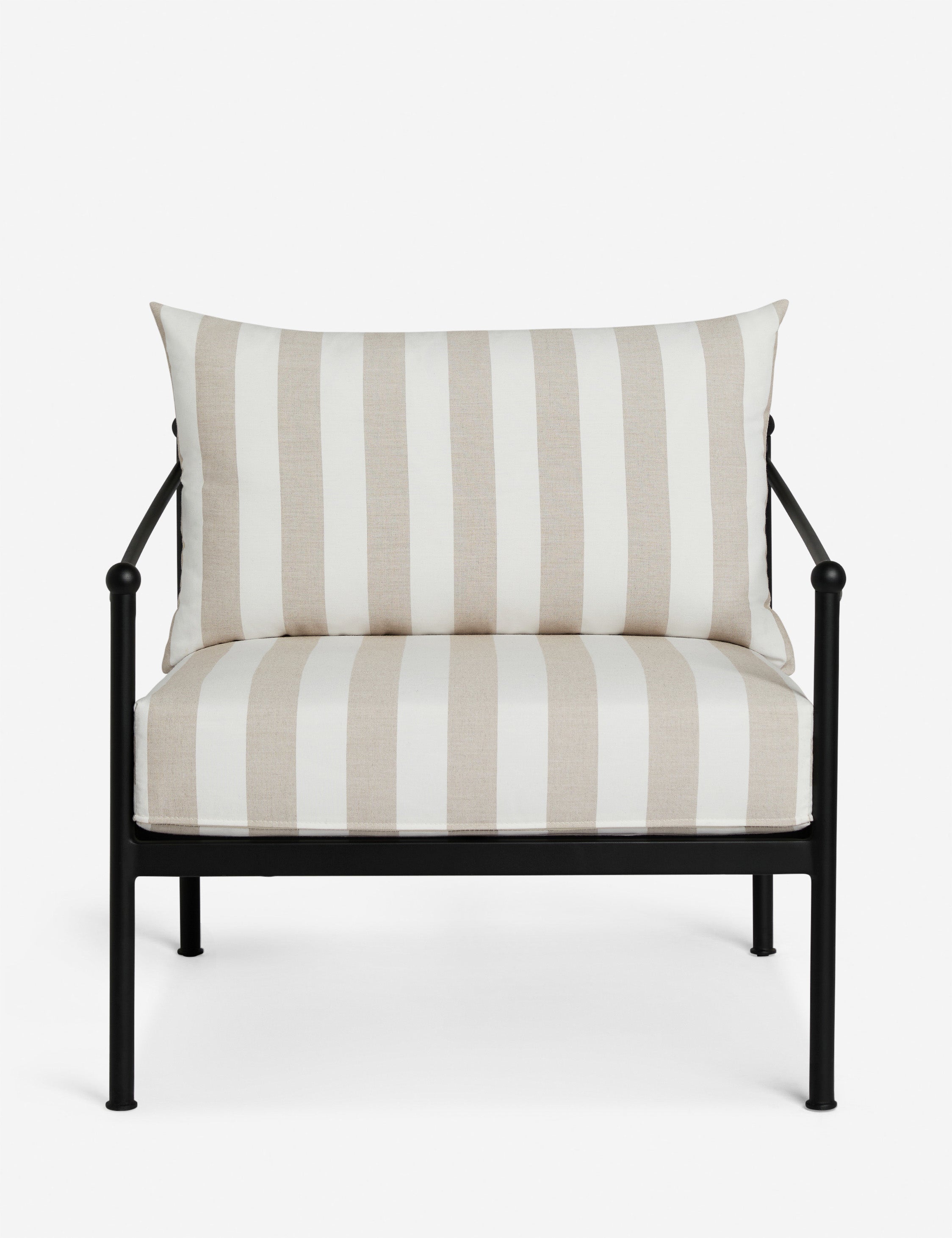 Leni black metal frame striped cushion outdoor accent chair