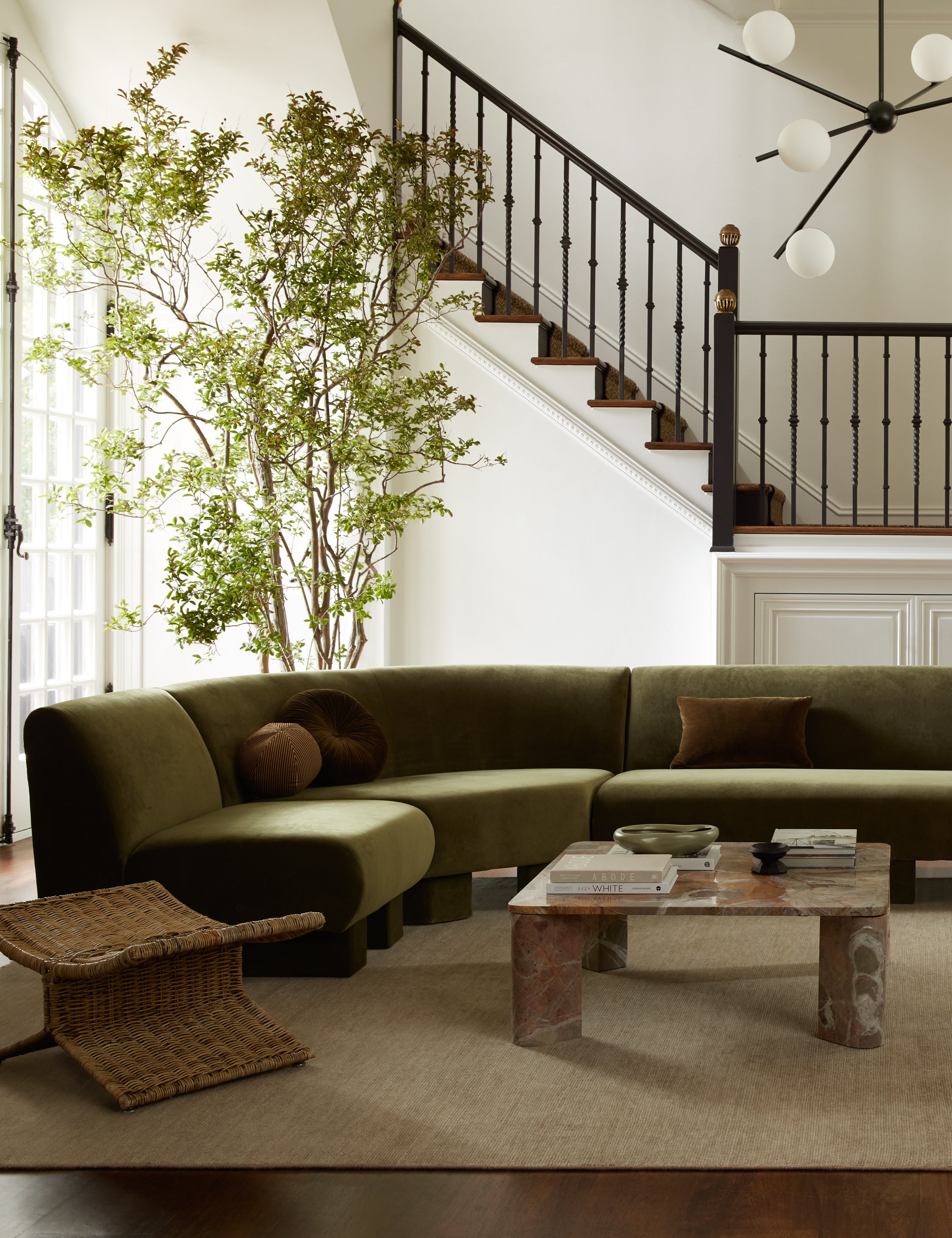 Lena Sectional Sofa by Sarah Sherman Samuel : Goldenrod Plush Velvet / 142