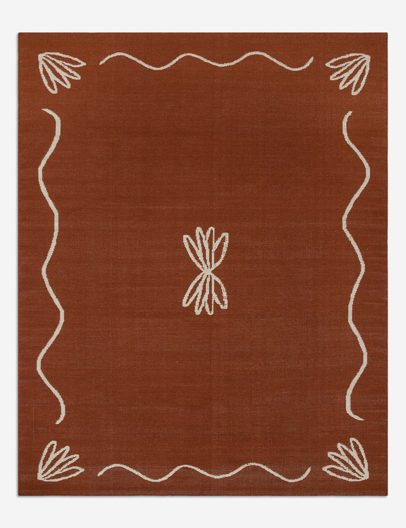 #color::rust #size::3--x-5- #size::4--x-6- #size::5--x-8- #size::6--x-9- #size::8--x-10- #size::9--x-12- #size::10--x-14- | Lovett minimalist border design indoor / outdoor rug by Sarah Sherman Samuel