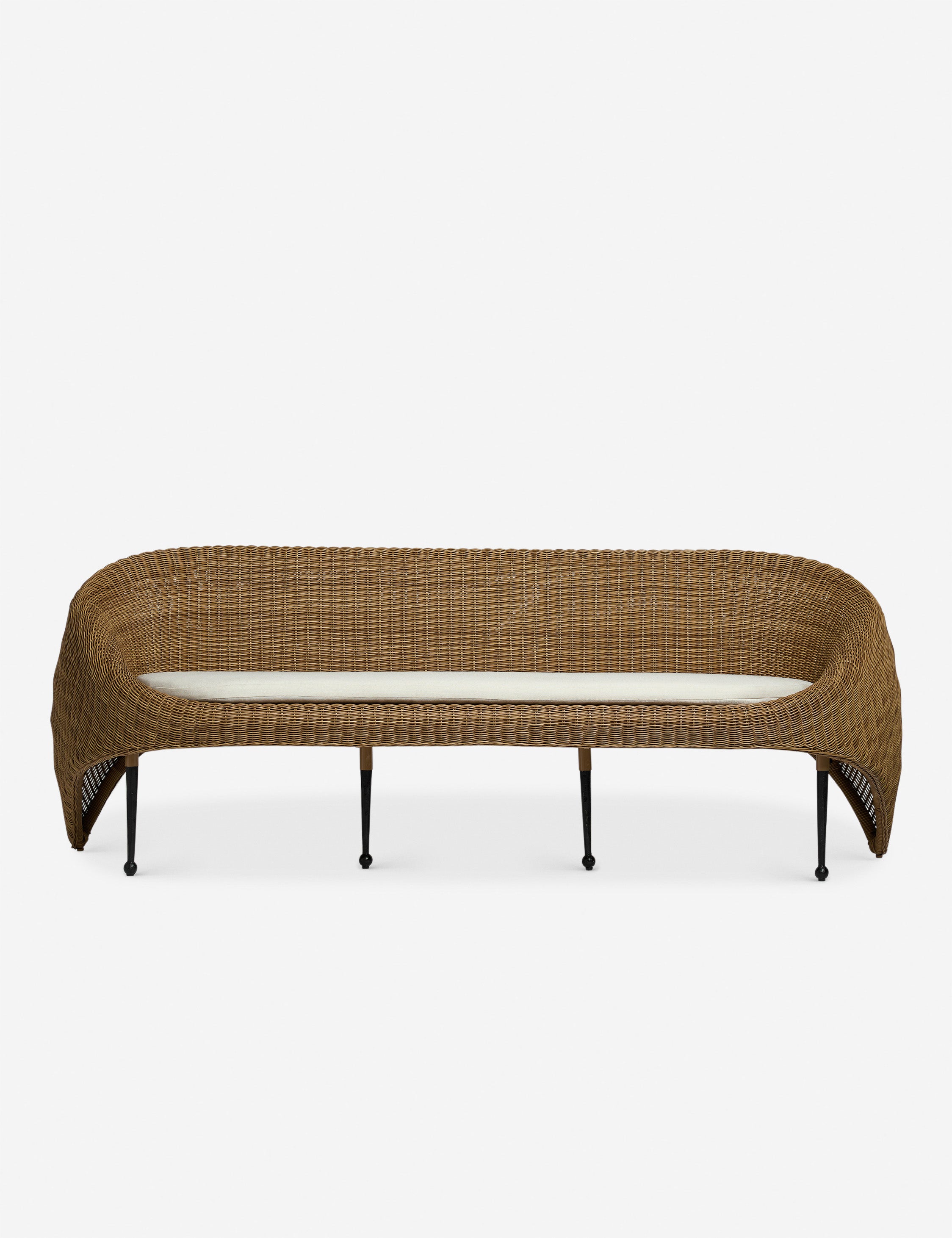 Marisol sculptural wicker outdoor sofa by Sarah Sherman Samuel