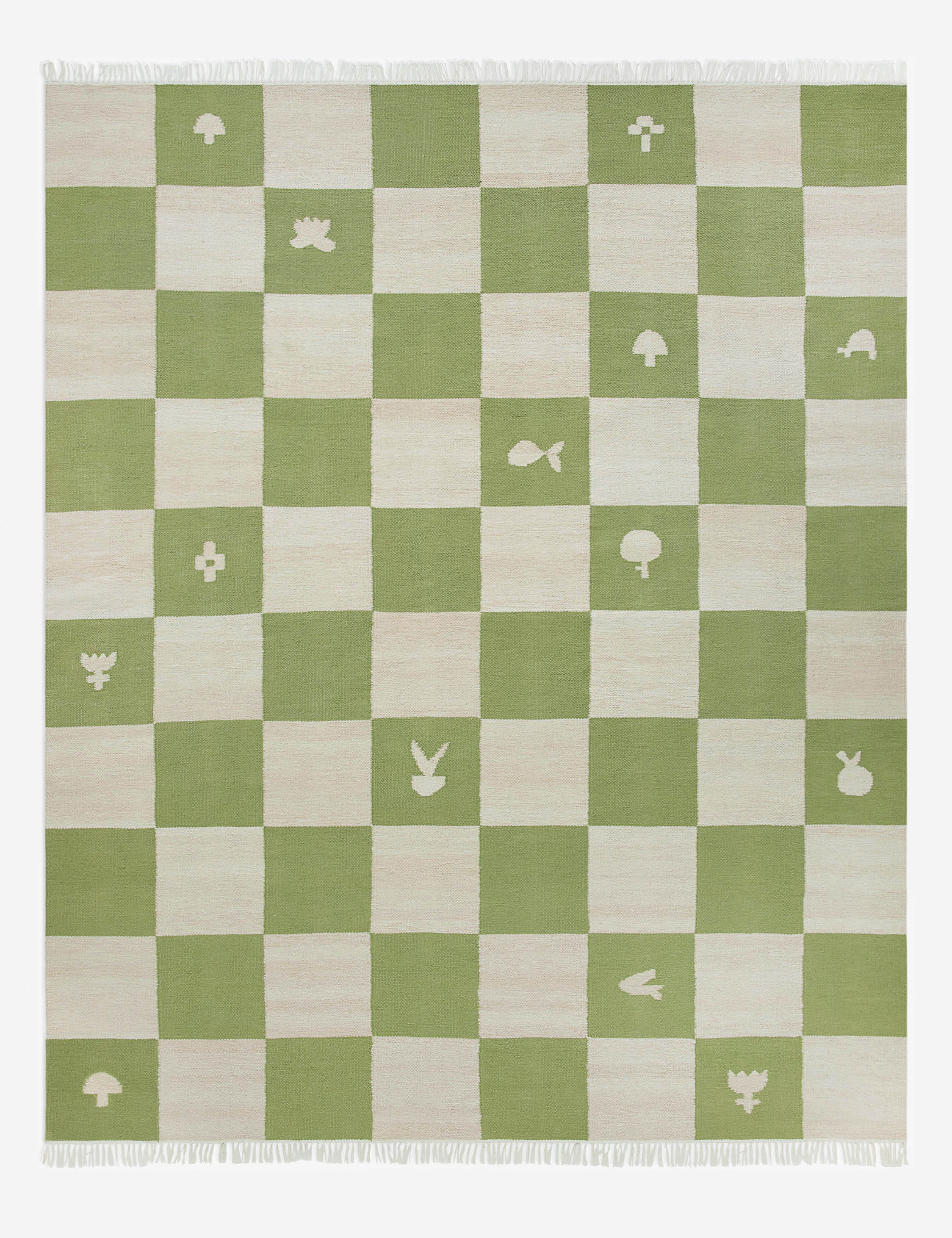 Noam two-tone grid design indoor / outdoor rug by Sarah Sherman Samuel