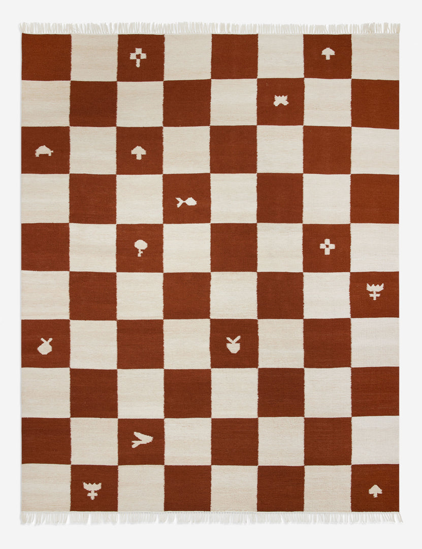 #color::rust #size::3--x-5- #size::4--x-6- #size::5--x-8- #size::6--x-9- #size::8--x-10- #size::9--x-12- #size::10--x-14- | Noam two-tone grid design indoor / outdoor rug by Sarah Sherman Samuel